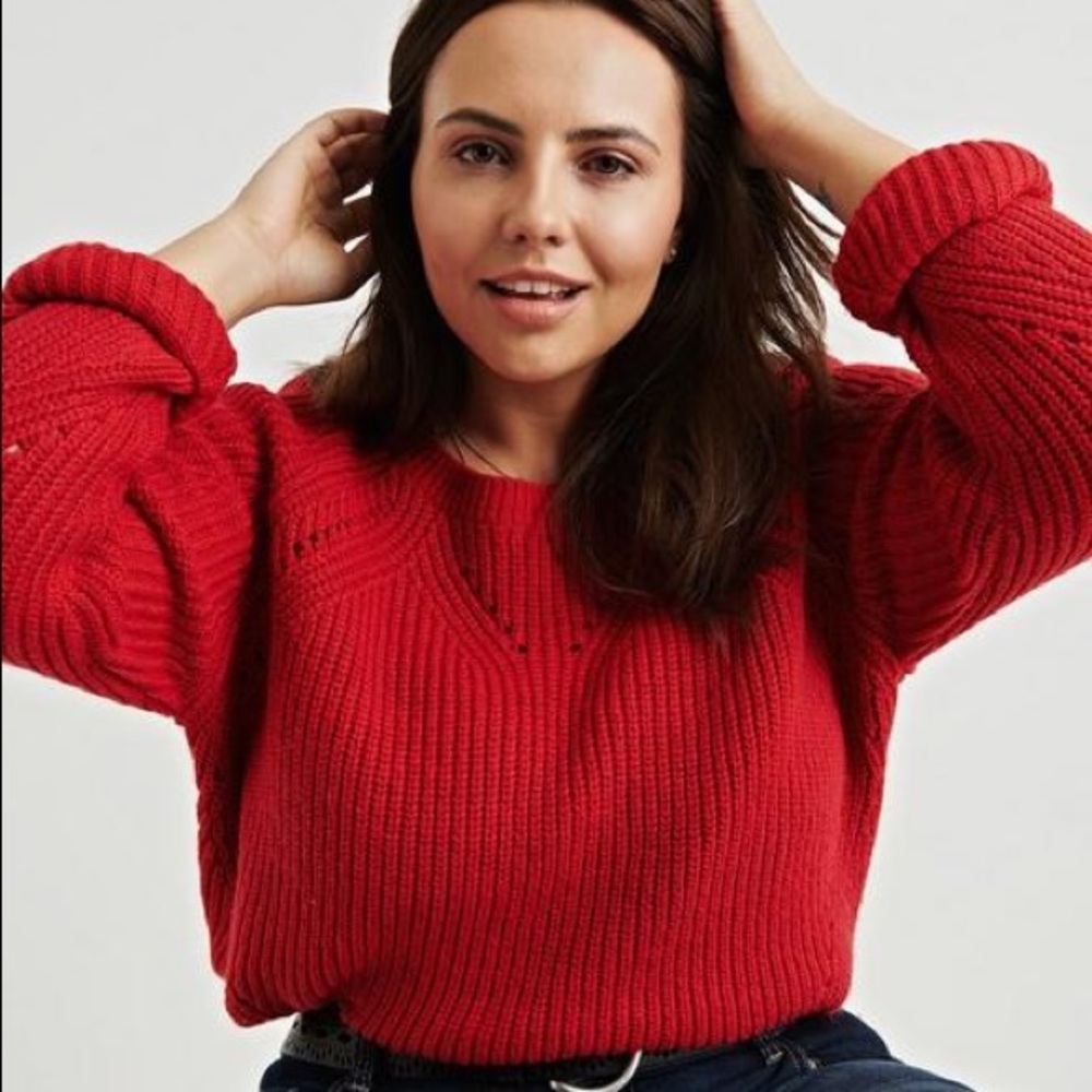 Lucky Brand Crew Neck Pointelle Sweater